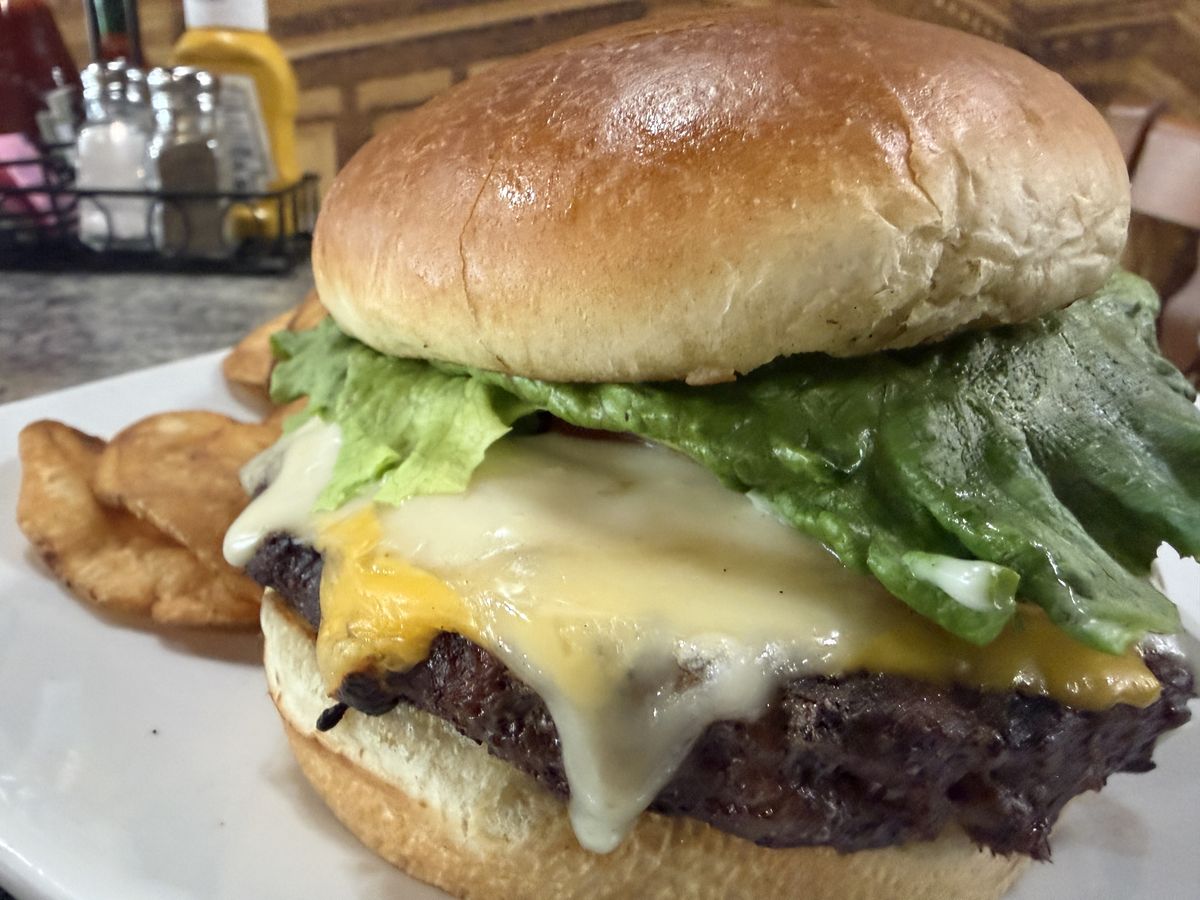 A burger served at Nickel and Rye in Frankfort, Indiana